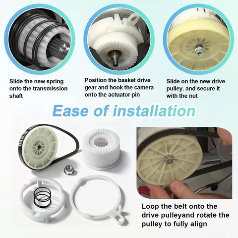 Washer Pulley Clutch Kit And 21 Inch Drive Belt Replacement For Whirlpool Kenmore Maytag with installation guide