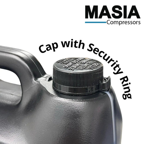 CF 46 Gardner Denver Lubricant For Centrifugal Blowers PAO Base 1 Gal bottle cap with security ring close-up