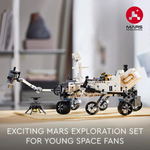 Technic NASA Mars Rover Perseverance Build Kit For STEM Lovers Realistic Display Model on a wooden surface