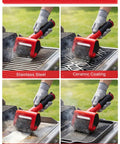 Person using Beast 800 RPM Cordless Grill Scrubber With LED Light on stainless steel, ceramic, flat, and cast iron grates.