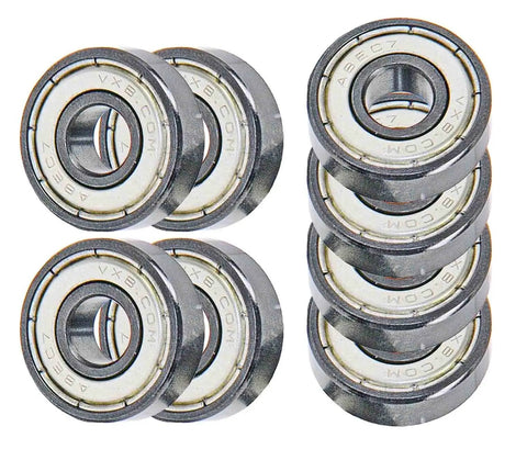 Set Of Eight 608ZZ Skateboard Bearings With Double Metal Shields And Clean Oil Lubrication For Fly Rolling And Dope Long Lasting Speed While Shredding Concrete