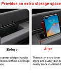 Ram 1500 Door Side Organizer Tray 4 Piece Set With White Line Mats For Left Hand Drive Models showing before and after installation