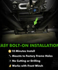 Easy bolt-on installation of Beefy 16mm Steel Front Tow Hook For Off Road RZR 900S 1000S 1000XP General Models Heavy Duty Recovery Hook With Black Powder Coat Easy Bolt On Installation Rust Resistant And Trail Ready