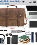 Top Tier Mens Messenger Bag Built Tough From Crazy Horse Leather And Hella Waterproof Waxed Canvas With Secure Compartments Fits 15.6 Inch Laptop For Daily Commute Work on a table with daily essentials.