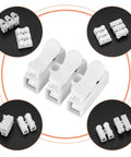 65 Piece Spring Wire Connector Set With Push In 2 Pin Quick Terminals for Electrical Projects, shown in different configurations.