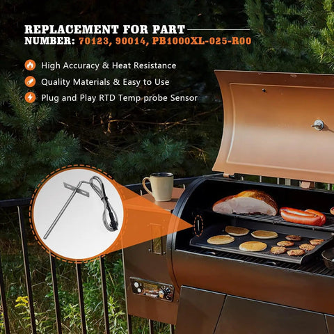 Temp Probe Replacement For Pit Boss Smokers And Grills Meat Sensor Compatible With PB1000XL-025-R00 V2 70123 AMP close-up view