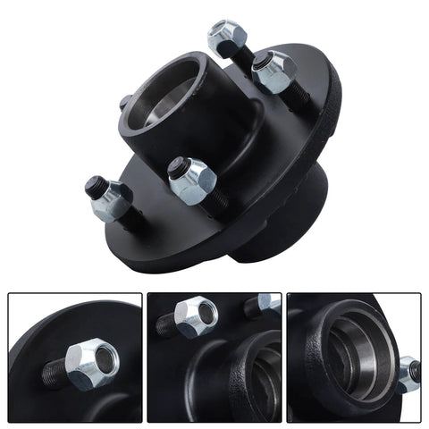 GXYWADY trailer hub spindle kit with four studs and bearing, black metal, front view.