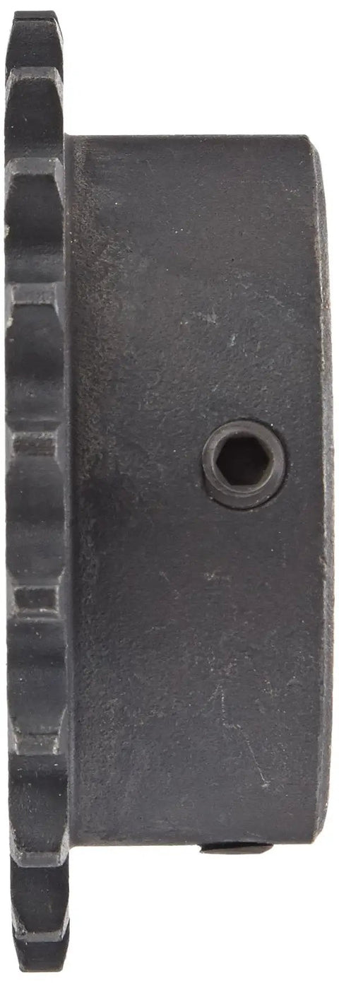 Side view of Roller Chain Sprocket With Hardened Teeth Type B Hub For 35 Chain Single Strand Bored To Size Three Eighth Inch Pitch