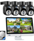 All In One Wireless Security Camera System With 15 Inch LCD Monitor, 16 Channel NVR, Four 5MP Outdoor PTZ Cameras, 3TB HDD shown
