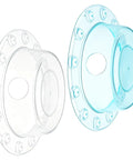 Quovay 2 Pcs 6.1 Inch Bathtub Stoppers, PVC Bathtub Overflow Drain Cover in clear and transparent green colors.
