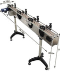 Adjustable Height And Speed Chain Plate Conveyor Belt For Bottles In Assembly Line 73.62 Inch Long 3.94 Inch Wide