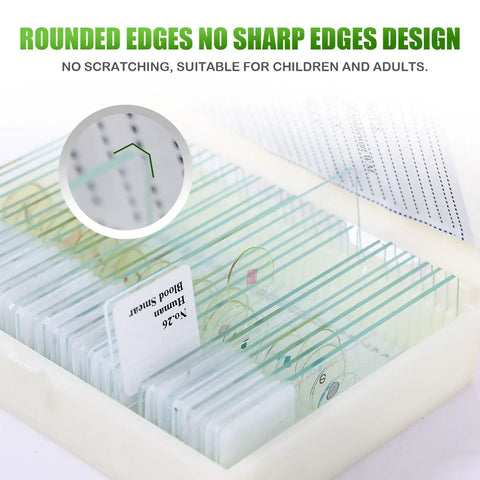 120 Microscope Slides With Prepared Specimens For Biology Class Ready To Use Plant Insect Animal Algae Experiments Perfect For Classroom Lab And Home Science Education For Curious Minds And Science Nerds, glass slides with rounded edges