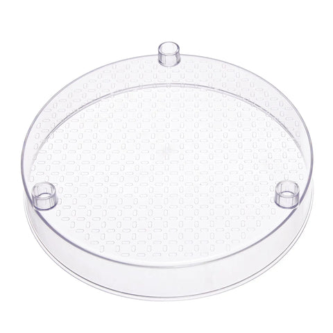 Clear Lazy Susan Turntable Organizer For Spices And Condiments With Smooth Rotating 2 Tier Design Nine Inch BPA Free Non Slip