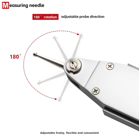 Close-up of adjustable lever gauge from Shockproof Dial Indicator With Flexible Magnetic Stand, showing 180-degree rotation.