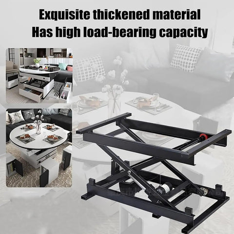 Sleek Electric Lift Coffee Table With Remote Control And Sturdy Iron Frame, High Capacity Adjustable Height For Ultimate Living Room Comfy Vibes, showcasing high load-bearing mechanism.