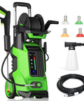 Electric Power Washer 2200 PSI 2.0 GPM with 4 interchangeable nozzles, foam cannon, hose reel, high pressure for outdoor cleaning