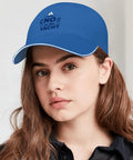 Person wearing Blue Yacht Style Unisex Adjustable Cap For Women And Men Comfortable Breathable All Day Wear For Outdoors And Water Activities