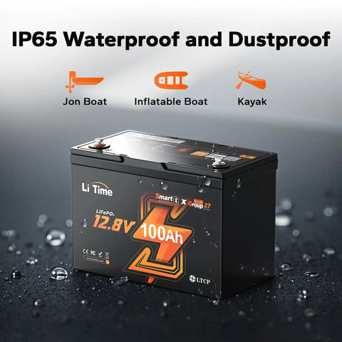12V 100Ah LiFePO4 Battery With Bluetooth App Monitoring Built In 100A BMS Low Temp Protection Group 27 Deep Cycle for RVs