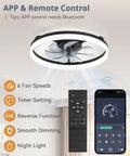20 Inch Black Bladeless Ceiling Fan Drops Slick Integrated Looks With A Clean Seamless Silhouette Plus Bright Led Lighting Effortless App Control And A Tight Flush Mount Fit Perfect For Compact Rooms Where You Want Fresh Air That Feels Crisp with remote and app control