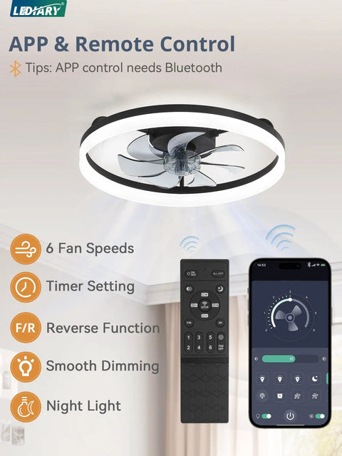 20 Inch Black Bladeless Ceiling Fan Drops Slick Integrated Looks With A Clean Seamless Silhouette Plus Bright Led Lighting Effortless App Control And A Tight Flush Mount Fit Perfect For Compact Rooms Where You Want Fresh Air That Feels Crisp with remote and app control