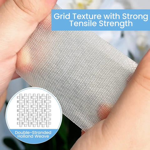 Close-up of grid texture on Double Sided Rug Tape For Area Rugs Heavy Duty Adhesive That Grips Hardwood Tile And Carpet.