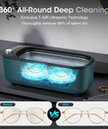 Deep Clean Pro Ultrasonic Jewelry Cleaner With Variable 47KHz To 50KHz Frequency And UV Light cleaning glasses