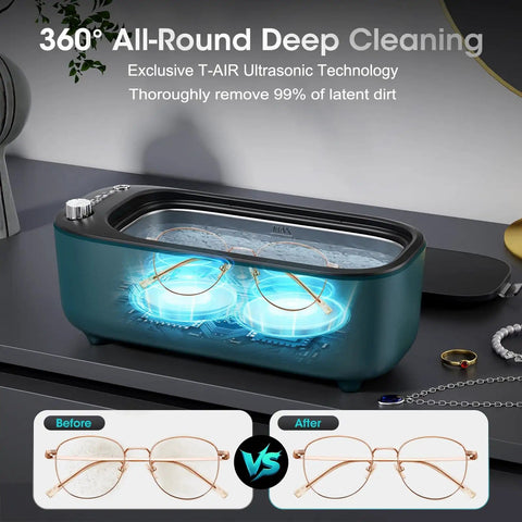 Deep Clean Pro Ultrasonic Jewelry Cleaner With Variable 47KHz To 50KHz Frequency And UV Light cleaning glasses