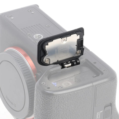 Battery Door Cover Cap Replacement for Sony Alpha A7 IV A7R IV A7S III FX3 FX30 A1 A9 II Camera attached to battery slot.