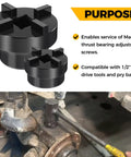 Pro Grade Kingpin Socket And Cap Removal Tool Kit For Mack Trucks Front Axles 16000 18000 20000 Lb Two And Three Eighths Inch Outer Diameter Three Quarter Inch Drive King Pin Adjusting Screw Socket Replacement For 11 3000 And ONI303T with illustration and usage in truck maintenance