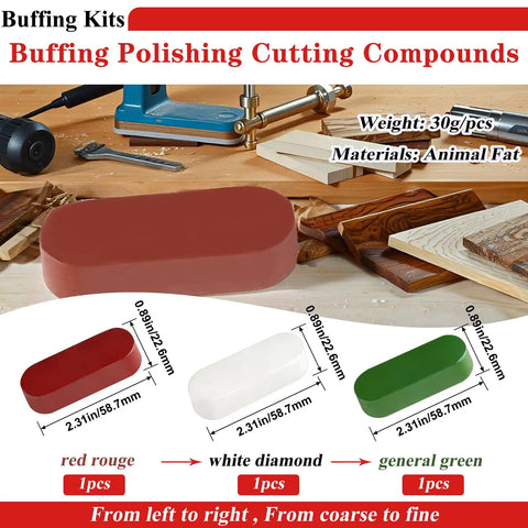 10 Piece Drill Polishing Kit With Buffing Wheels And Pads, Includes red, white, green compounds for metal jewelry wood glass
