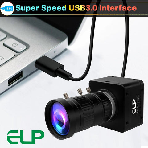 Ultra HD 20MP Varifocal USB 3.0 Camera For PC And Raspberry Pi, 5-50mm 10X Manual Zoom connected to laptop
