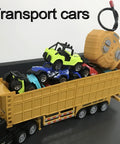 RC Dump Truck With Trailer One To Forty Eight Scale 14 Inch Mini Semi Truck Toy with toy cars in cargo section