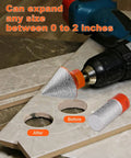 Installed AOKLIT 3-pc diamond beveling chamfer bit set; orange-shank cone bits for tile and stone grinding.
