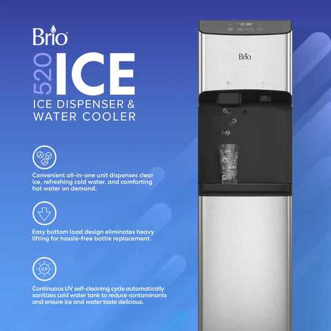 Water Dispenser For 5 Gallon Bottle With Nugget Ice Maker Hot And Cold Water UV Self Cleaning LED Touch Display