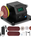 Straight Up Heavy Duty 4 In 1 Mini Disc Sander Electric Tabletop Grinder for Resin Polishing, adjustable speed and sandpaper set.