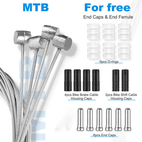 All In One Mountain Bike Brake Cable Kit Upgrade For MTB Ride Ready Pro Grade Full Replacement With accessories displayed