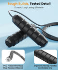 Tangle Free Jump Rope With Ball Bearings For Men Women And Kids Adjustable Steel Wire Rope And Ergonomic Foam Handles High Speed Skipping Rope For Home Gym Cardio And Fat Burning Fitness.