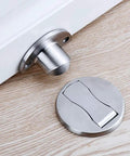 Magnetic Door Stop Set 304 Stainless Steel Brushed Silver No Drill Adhesive Mount With 3M Tape Wall Protector installed view
