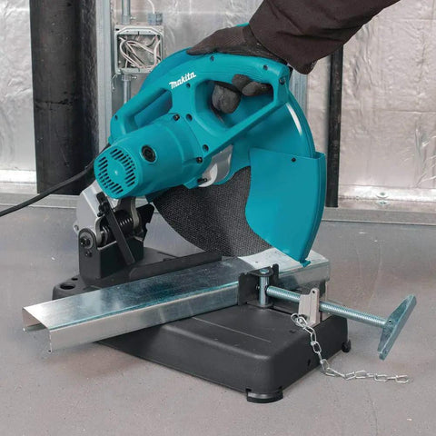 Beast 14 Inch Cut Off Saw With 15 Amp Motor And 3800 RPM For Heavy Duty Cuts Adjustable Spark Guard Two Stage Lock Off Button And 45 Degree Fence Up To 3 Locations For Sharp Accurate Material Bevels