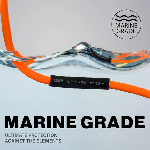 Must-Have Heat Shrink Tubing Kit 3:1 Adhesive Lined Waterproof Marine Grade Black, tubing on orange wire underwater