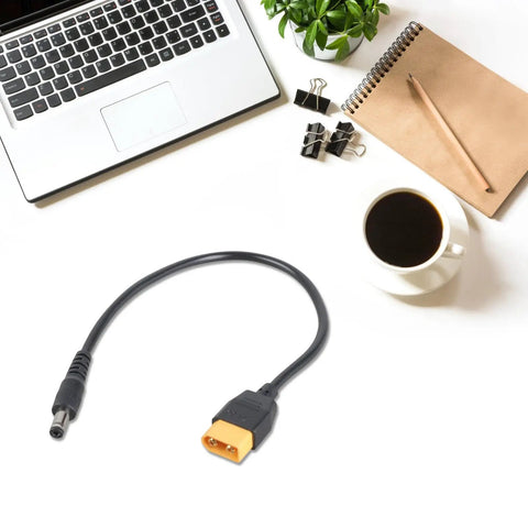 Desk setup with Male to DC5.5x2.1mm or 2.5mm 5A Charging Cable 20AWG Heavy Duty Power Lead for FPV Drones, RC Cars, Outdoor Power Systems