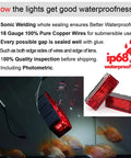 2 Pack 12V LED Submersible Low Profile Rectangular Trailer Lights Kit with waterproof test and product details in aquarium