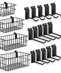Slatwall Organization Kit With Nineteen Pieces In Seven Sizes For Garage And Shop Baskets And Hooks Set Includes Four Inch L Hooks Four Inch Wave Hooks And Six Inch L Hooks For Tools And Gear