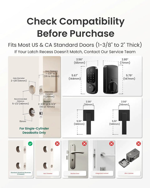 Fingerprint Smart Lock Dope With Two Lever Handles Keyless Front Door Entry Set dimensions and compatibility guide