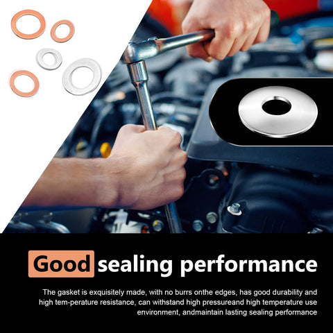 Heavy Duty 100 Piece Oil Drain Plug Crush Washer Kit Multi Size Gasket Set M10 M12 M14 M16 M18 Aluminum Copper Mixed