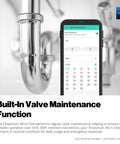 FlowSmart All-In-One Smart Water Meter With Auto Shutoff For Three Quarter Inch Pipes showing built-in valve maintenance feature.