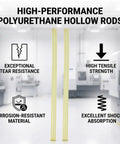Heavy Duty Polyurethane Round Hollow Rod Yellow 20-40mm Outer Diameter 8mm Bore 500mm Length Built To Last For DIY Projects Prototyping And Light Industrial Use, yellow hollow rods