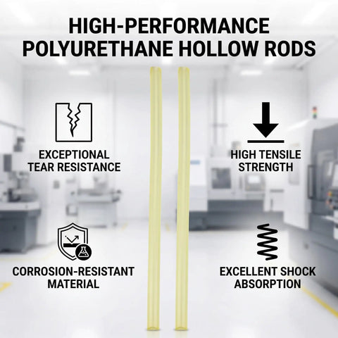 Heavy Duty Polyurethane Round Hollow Rod Yellow 20-40mm Outer Diameter 8mm Bore 500mm Length Built To Last For DIY Projects Prototyping And Light Industrial Use, yellow hollow rods