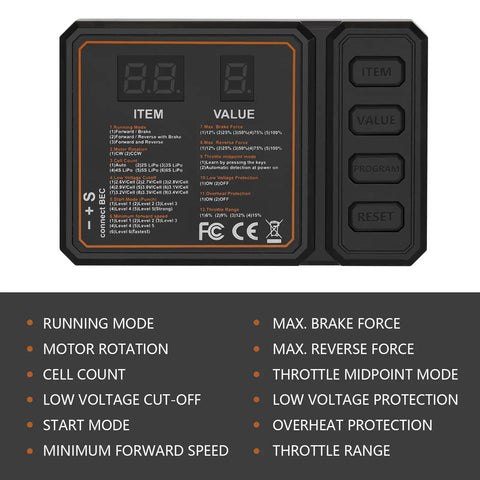 Programming card for Beefed Up Waterproof BL3650 3900KV Brushless Motor With 3.175mm Shaft, 60A ESC, for 1/10 RC cars