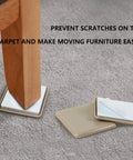 Hella Smooth Self Adhesive Furniture Sliders 16 Piece Set under wooden chair leg on carpet for easy moving and scratch prevention.
